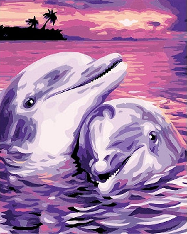Animal Marino Delfines Pintar por Números PBNDOL013