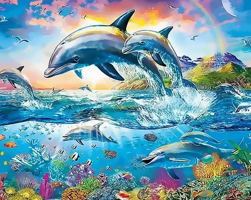Animal Marino Delfines Pintar por Números PBNDOW023
