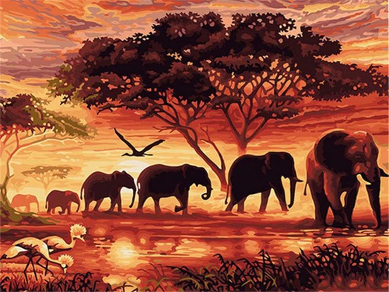 Animal Elefante Pintar por Números PBNELEW6