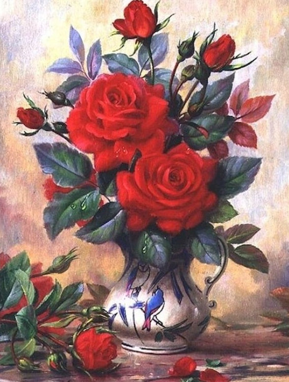 Planta Rosas Flor Pintar por Números PBNFLOL228