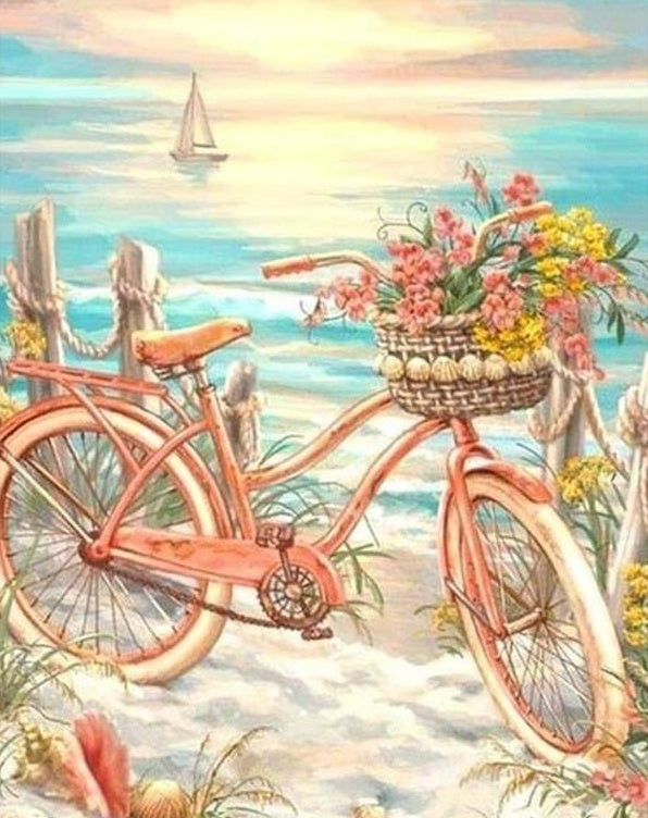 Bicicleta de Flores Pintar por Números PBNVEHL19