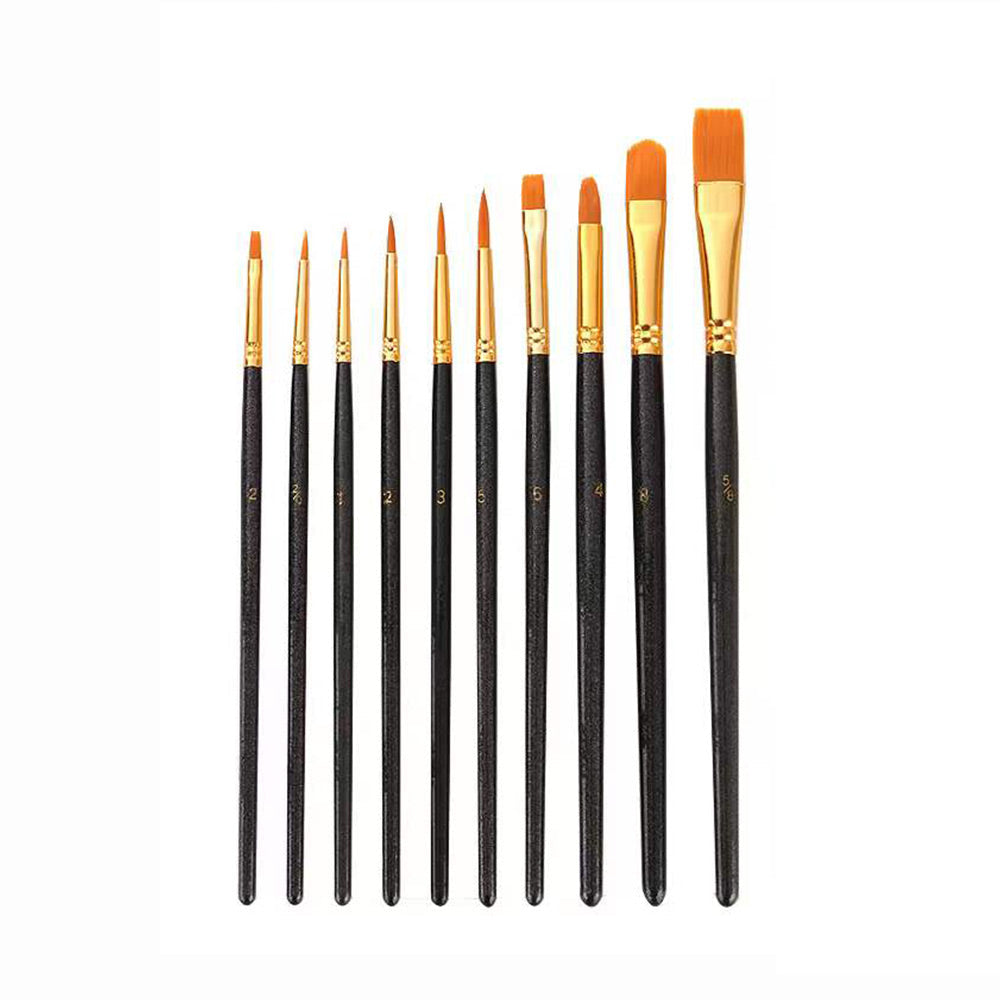 10 Pinceles para Pintura Acrílica - Diferentes Tamaños y Formas