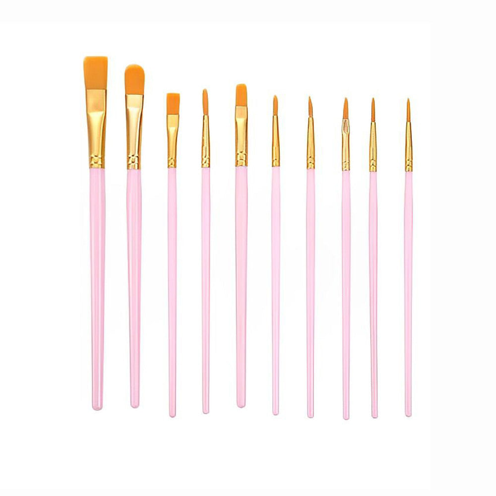 10 Pinceles para Pintura Acrílica - Diferentes Tamaños y Formas