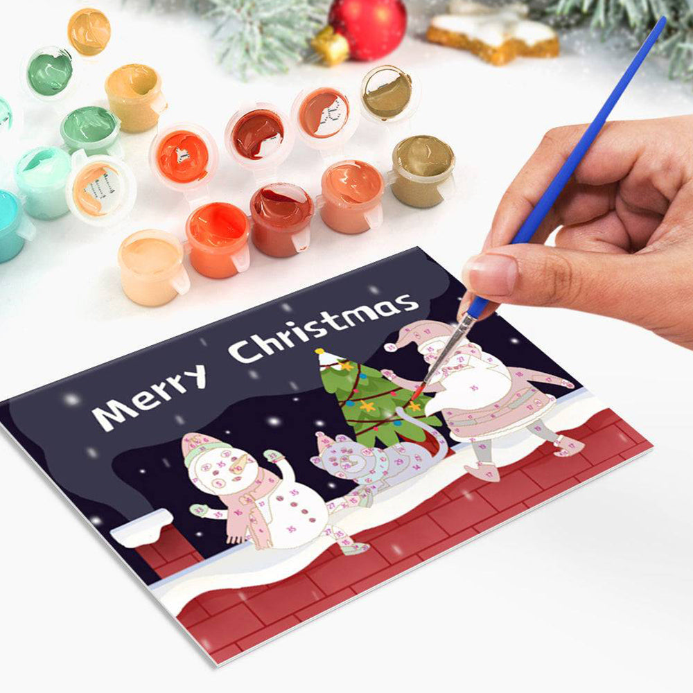 6 Tarjetas Navideñas para Pintar por Números | Feliz Navidad