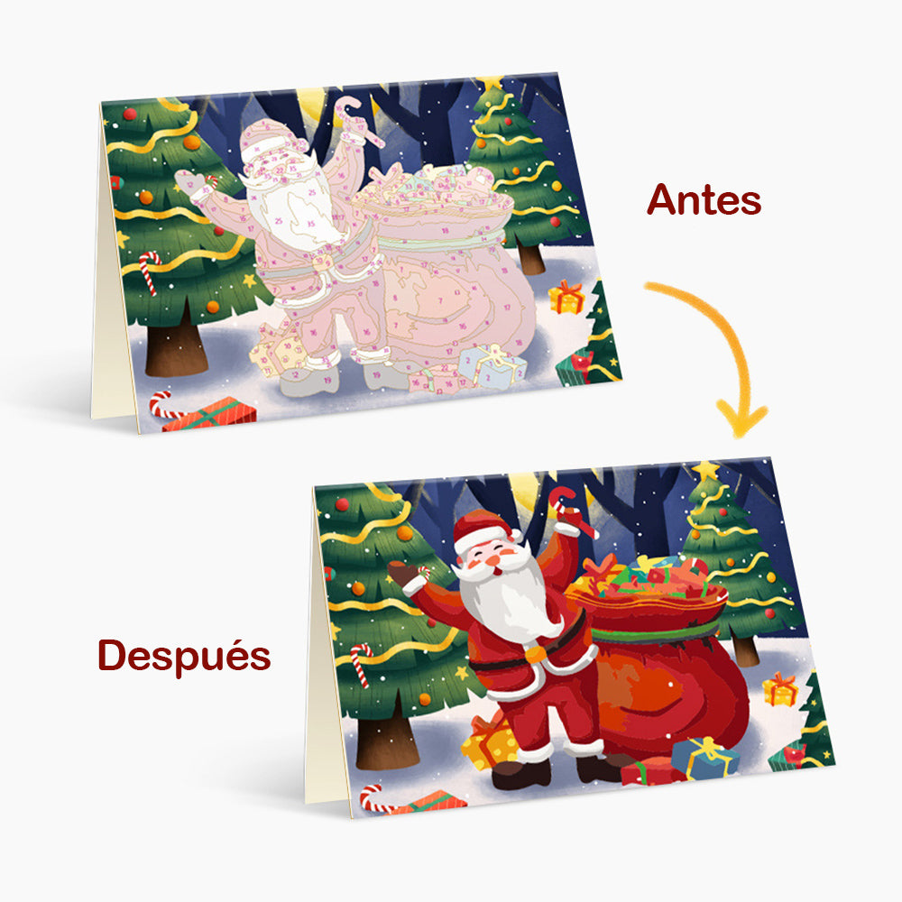 6 Tarjetas Navideñas para Pintar por Números | Feliz Navidad