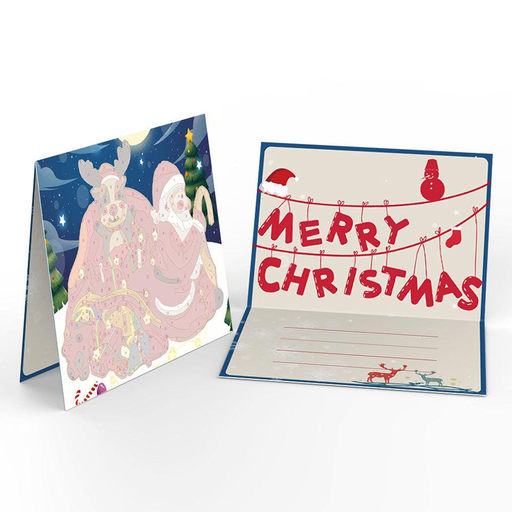 6 Tarjetas Navideñas para Pintar por Números | Papá Noel, Pingüino y Reno