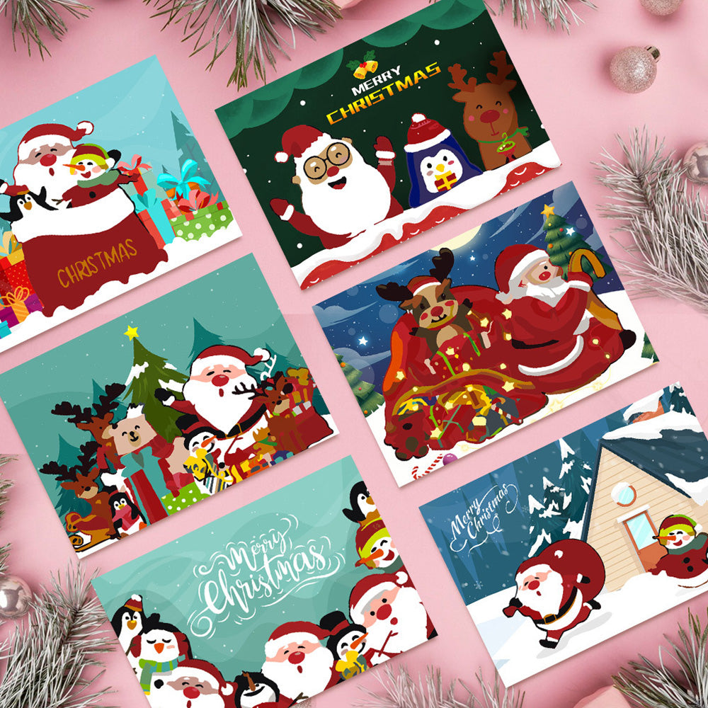 6 Tarjetas Navideñas para Pintar por Números | Papá Noel, Pingüino y Reno