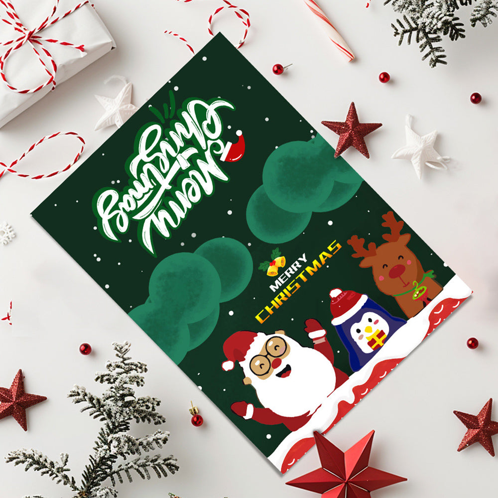 6 Tarjetas Navideñas para Pintar por Números | Papá Noel, Pingüino y Reno