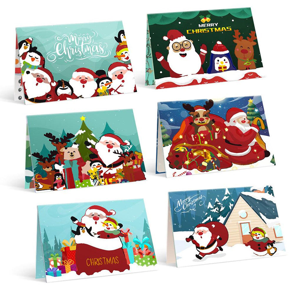 6 Tarjetas Navideñas para Pintar por Números | Papá Noel, Pingüino y Reno