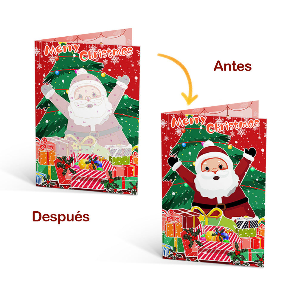 6 Tarjetas Navideñas para Pintar por Números | Papá Noel y Árbol de Navidad