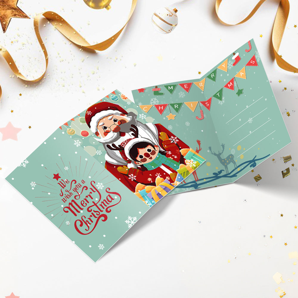 6 Tarjetas Navideñas para Pintar por Números | Papá Noel y Árbol de Navidad