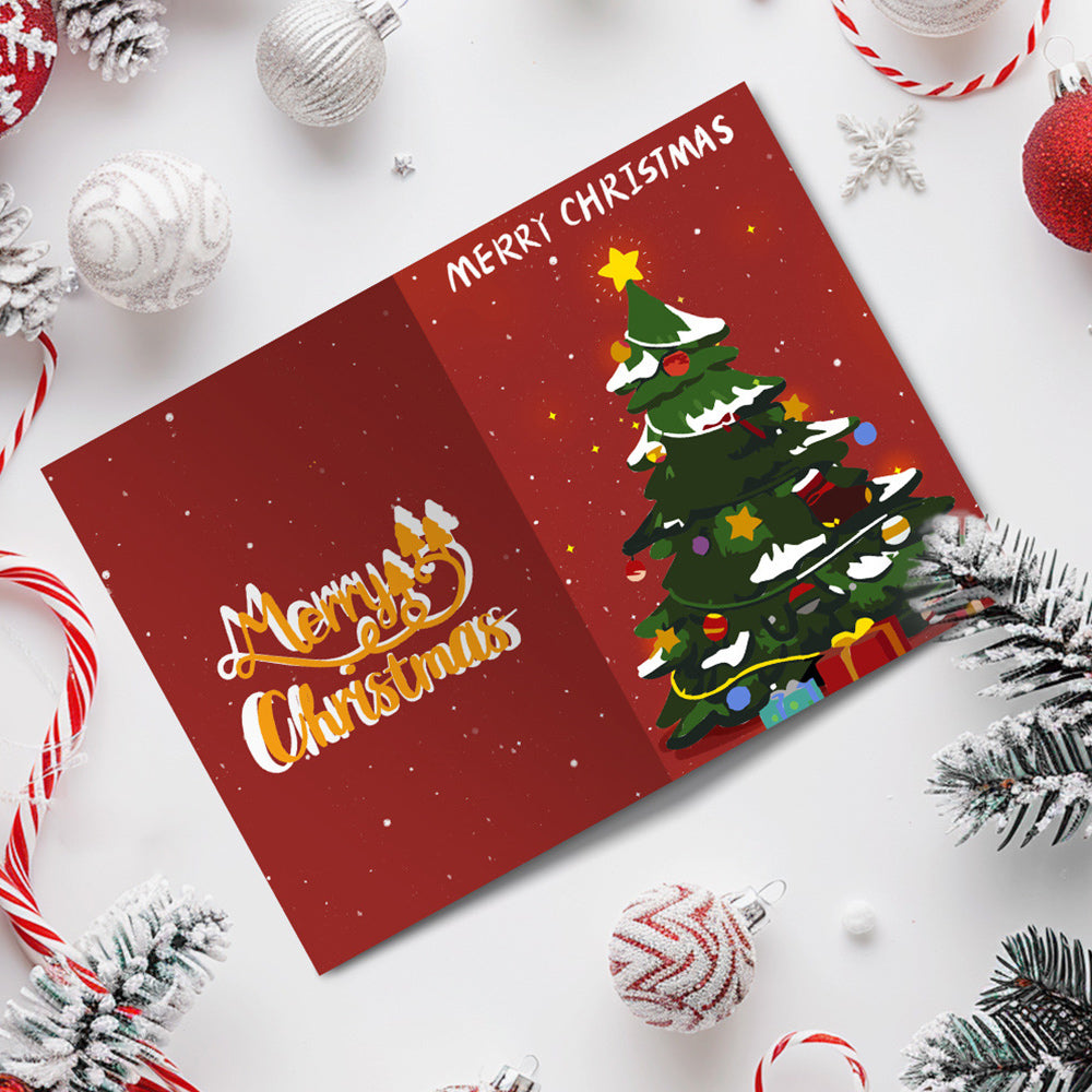6 Tarjetas Navideñas para Pintar por Números | Papá Noel y Árbol de Navidad
