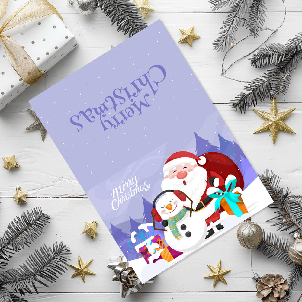 6 Tarjetas Navideñas para Pintar por Números | Papá Noel y Muñeco de Nieve