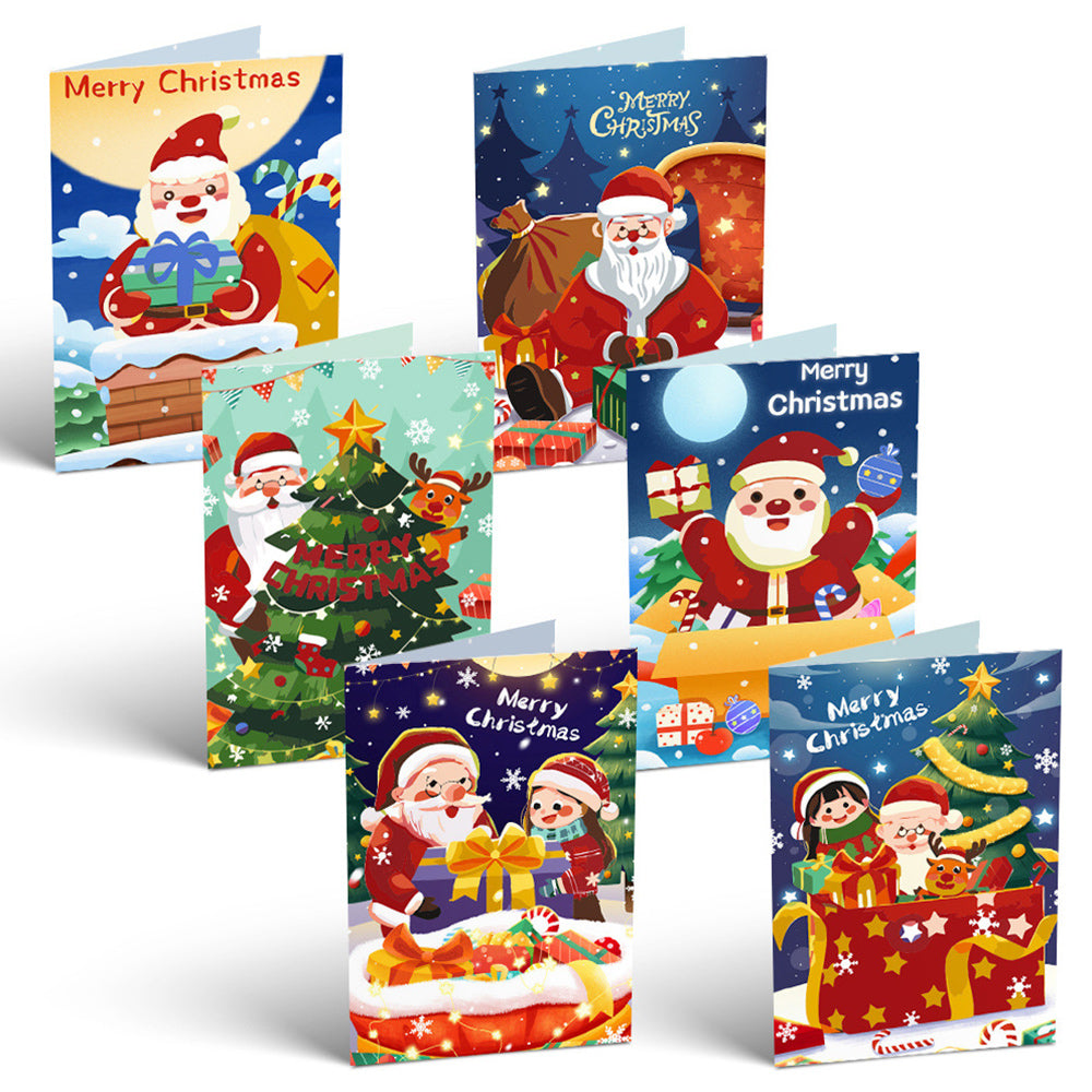 6 Tarjetas Navideñas para Pintar por Números | Paquete de Regalo de Papá Noel
