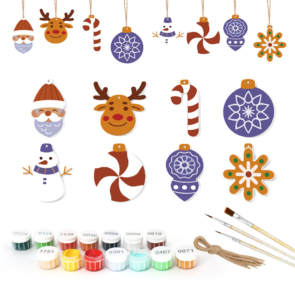 8 Piezas de Adornos Navideños Pintar por Números | Kit de Decoración Morada