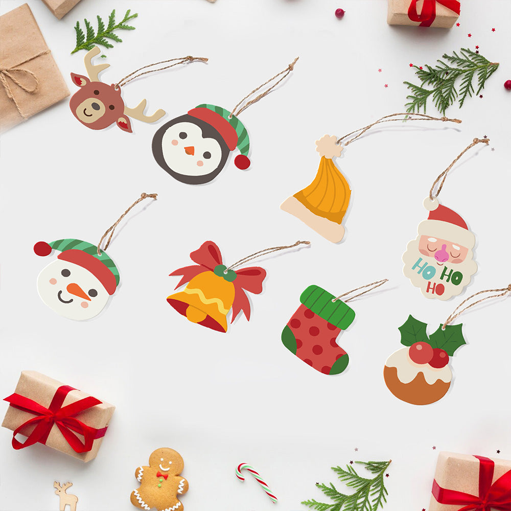 8 Piezas de Adornos Navideños Pintar por Números | Kit de Alce y Pingüino