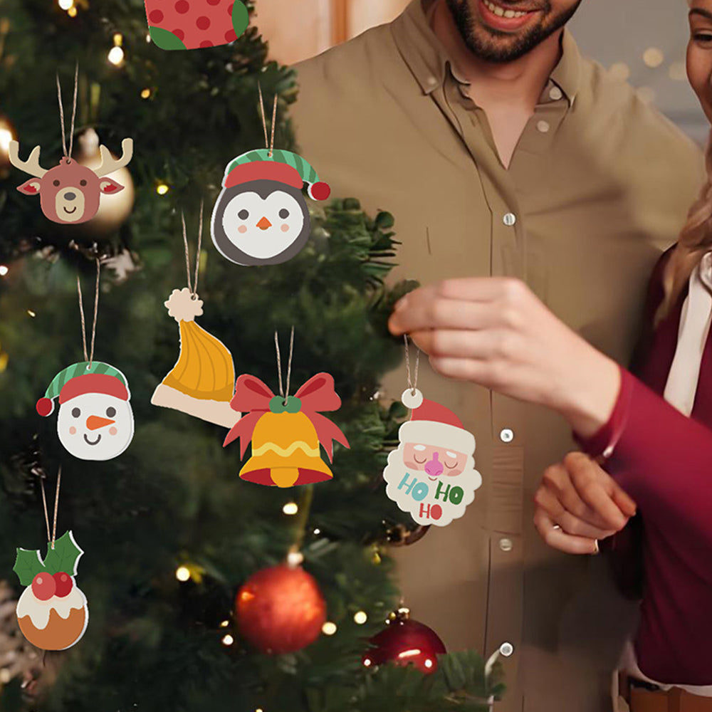 8 Piezas de Adornos Navideños Pintar por Números | Kit de Alce y Pingüino