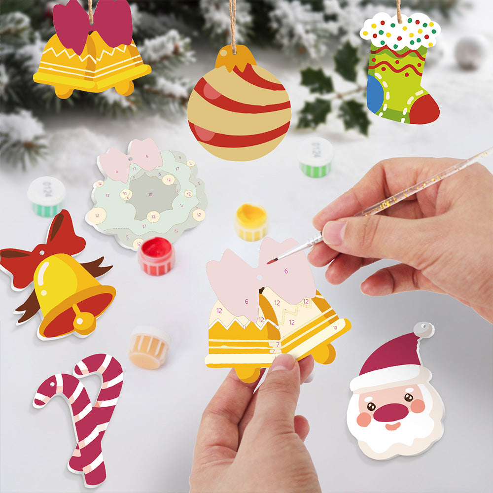 8 Piezas de Adornos Navideños Pintar por Números | Kit de Campanas de Navidad