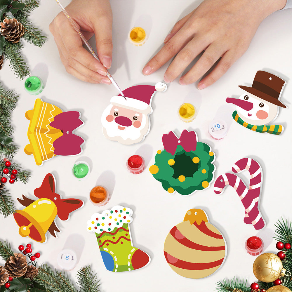 8 Piezas de Adornos Navideños Pintar por Números | Kit de Campanas de Navidad