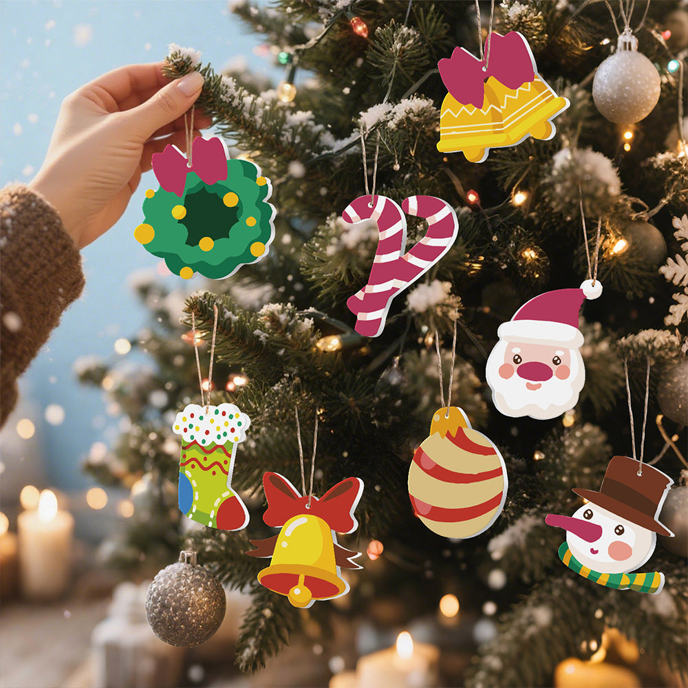 8 Piezas de Adornos Navideños Pintar por Números | Kit de Campanas de Navidad