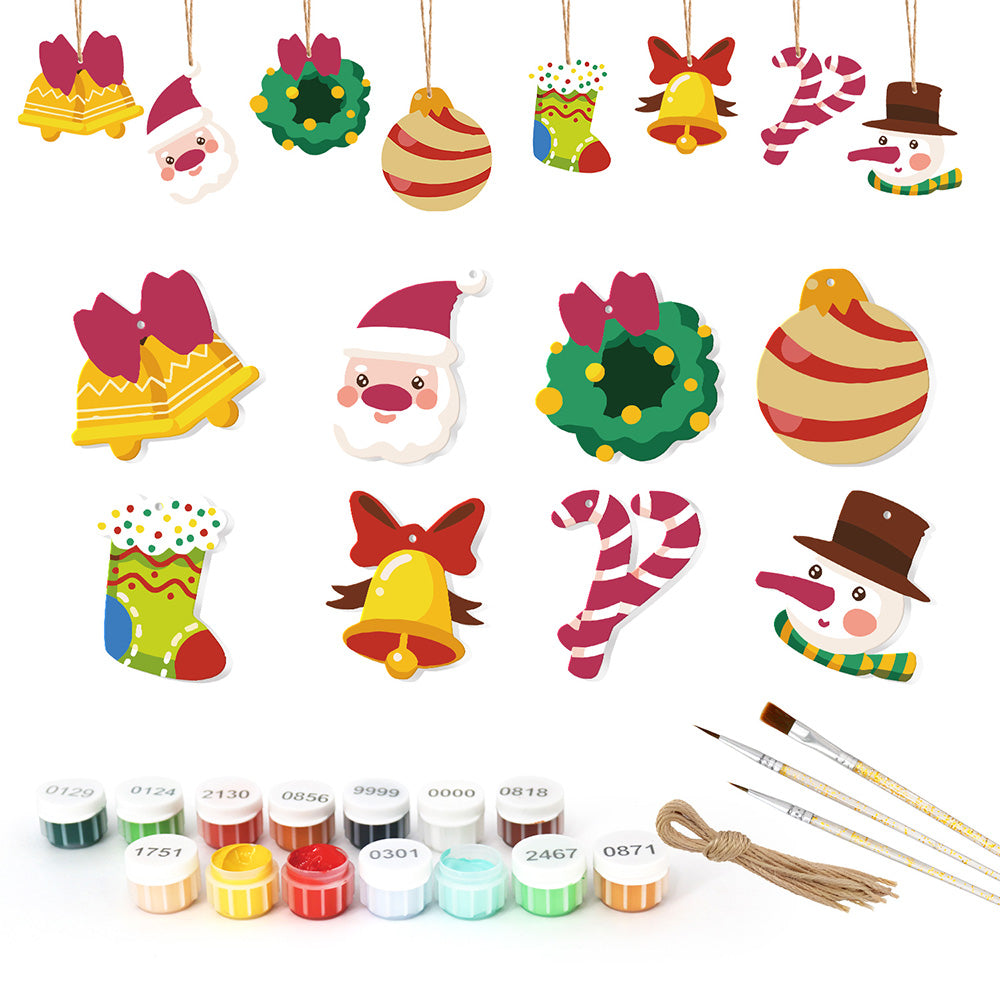 8 Piezas de Adornos Navideños Pintar por Números | Kit de Campanas de Navidad