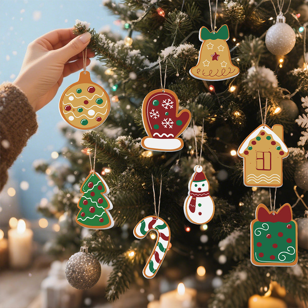8 Piezas de Adornos Navideños Pintar por Números | Kit de Campanas y Guantes