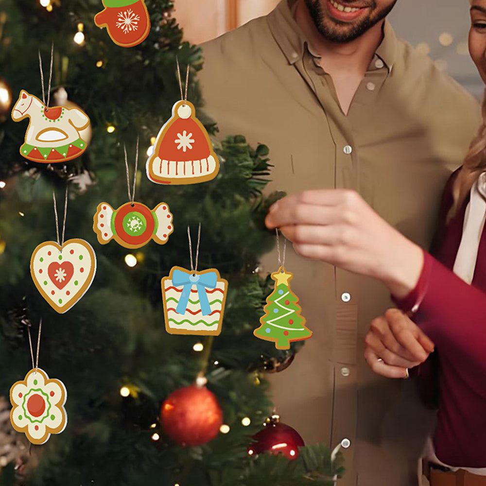 8 Piezas de Adornos Navideños Pintar por Números | Kit de Caramelo y Caballo de Madera