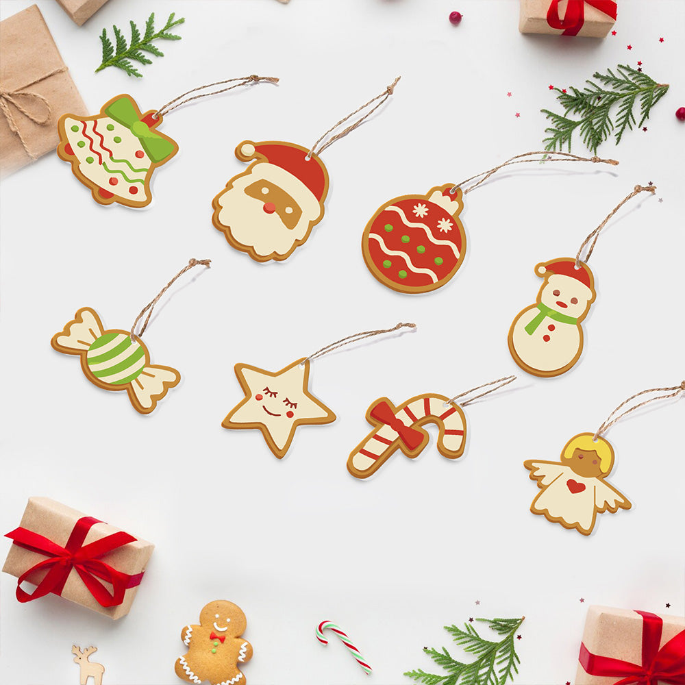 8 Piezas de Adornos Navideños Pintar por Números | Kit de Caramelo y Muñeco de Nieve