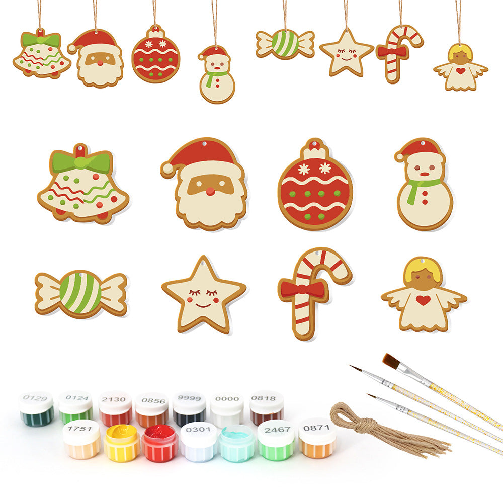 8 Piezas de Adornos Navideños Pintar por Números | Kit de Caramelo y Muñeco de Nieve