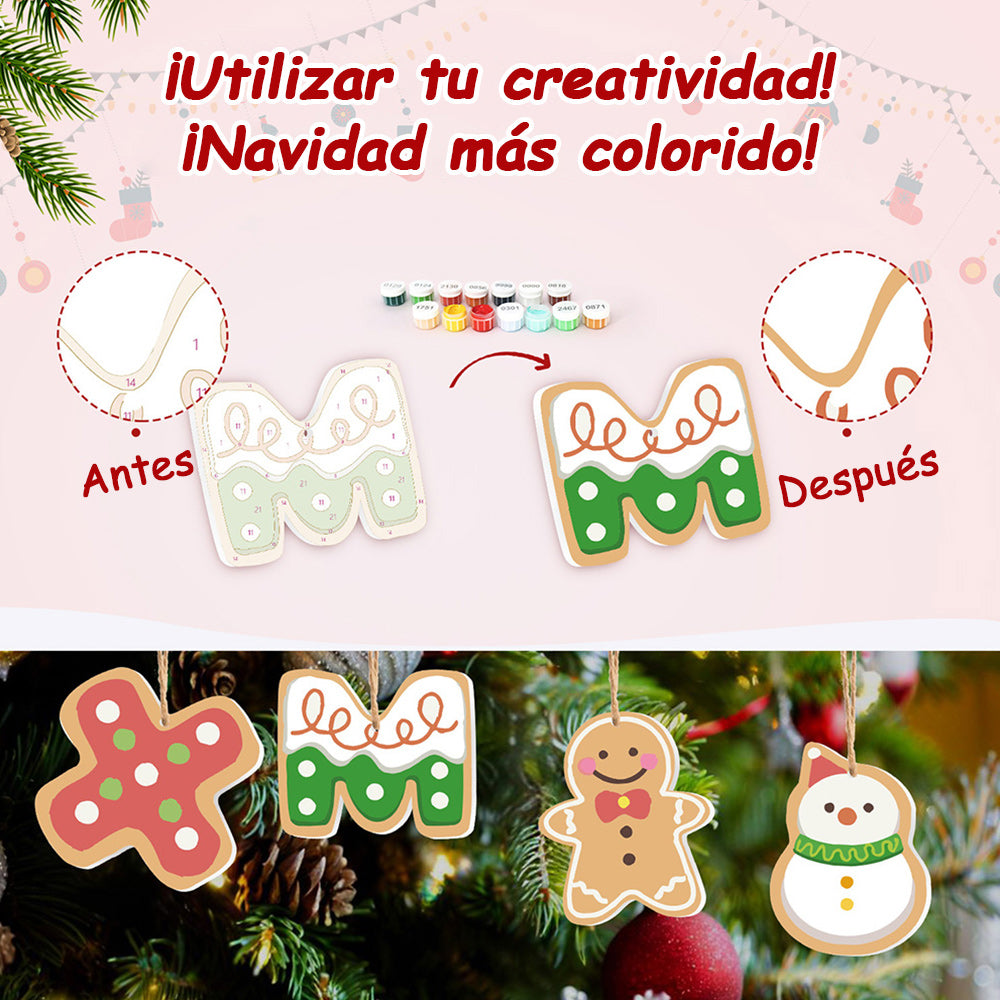 8 Piezas de Adornos Navideños Pintar por Números | Kit de Cartas de Navidad