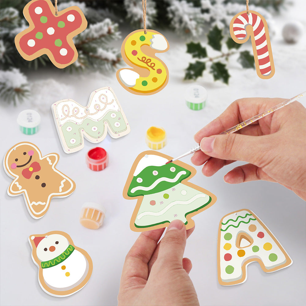 8 Piezas de Adornos Navideños Pintar por Números | Kit de Cartas de Navidad