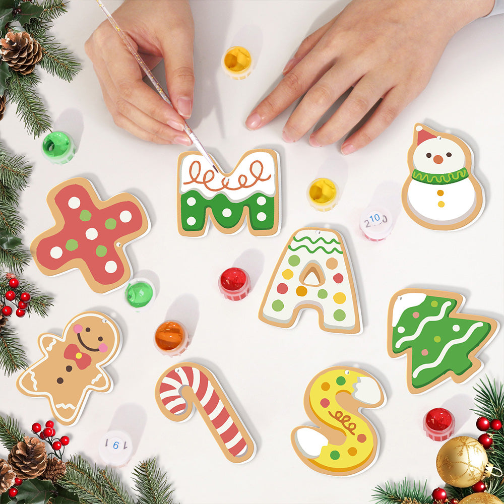 8 Piezas de Adornos Navideños Pintar por Números | Kit de Cartas de Navidad