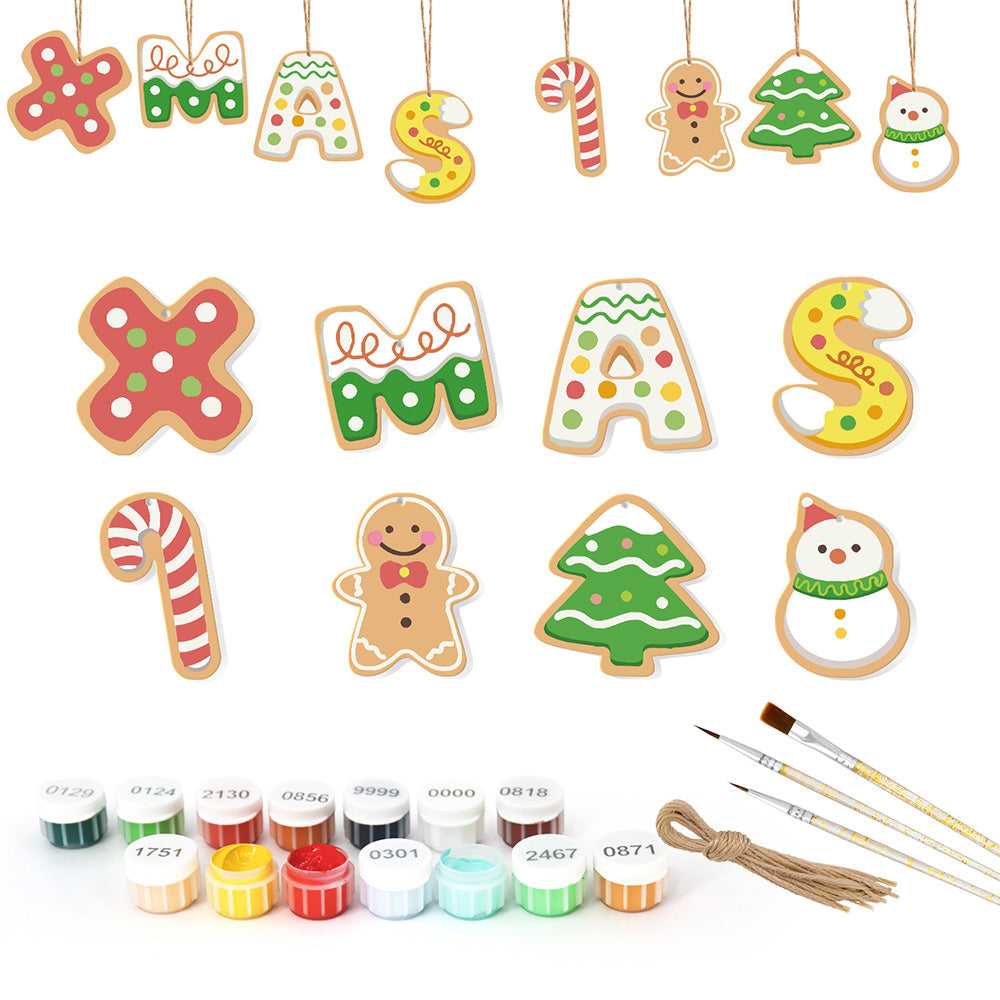 8 Piezas de Adornos Navideños Pintar por Números | Kit de Cartas de Navidad