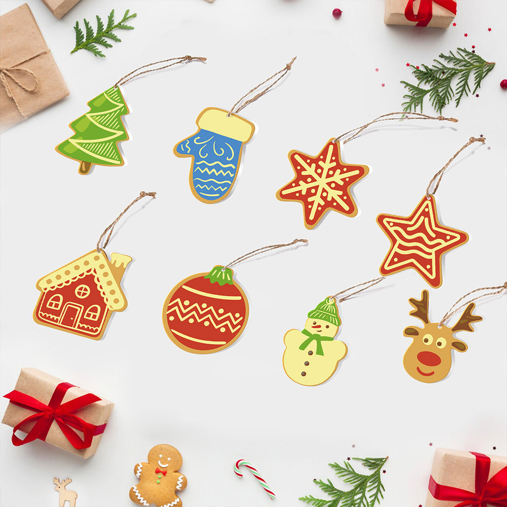 8 Piezas de Adornos Navideños Pintar por Números | Kit de Casa y Estrellas