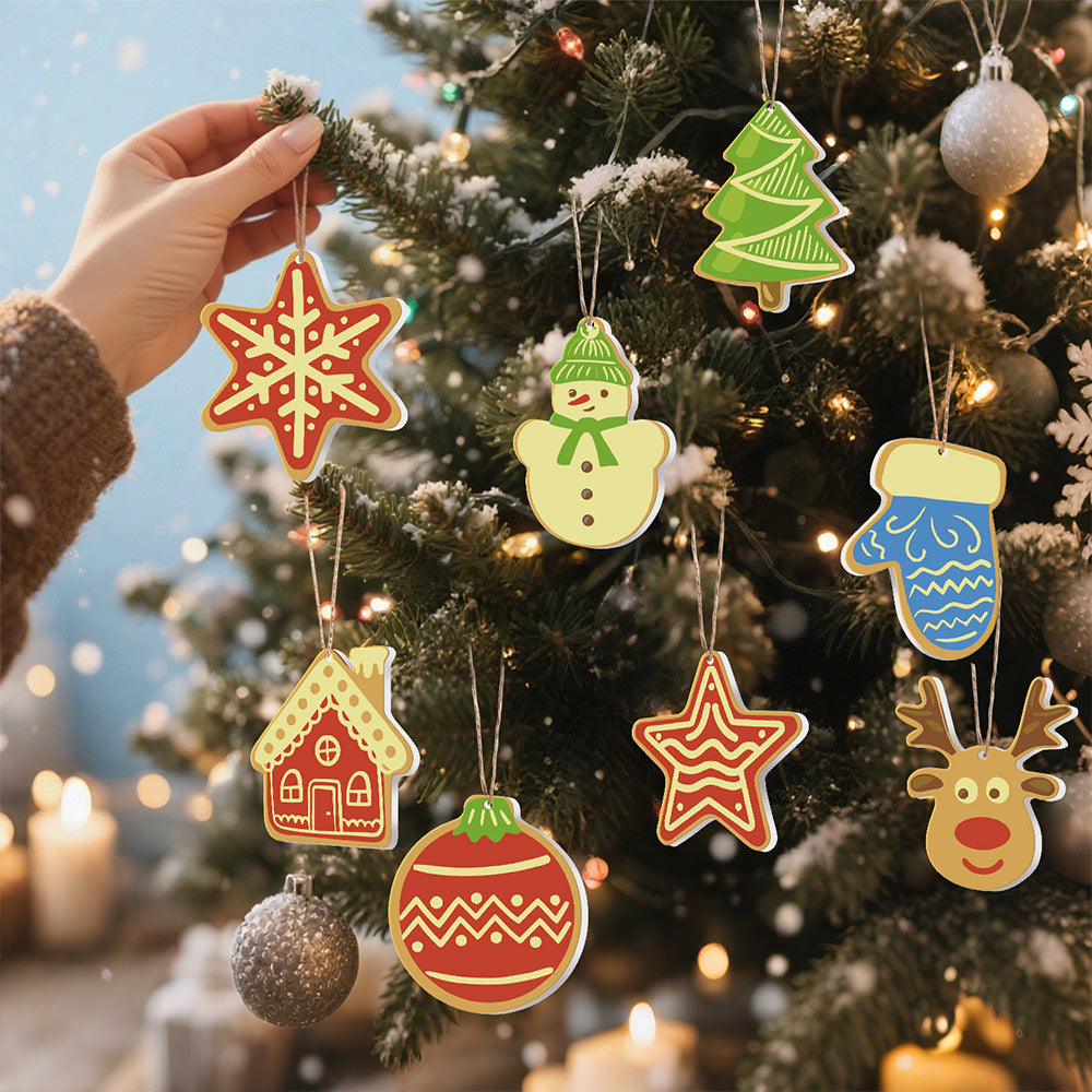 8 Piezas de Adornos Navideños Pintar por Números | Kit de Casa y Estrellas
