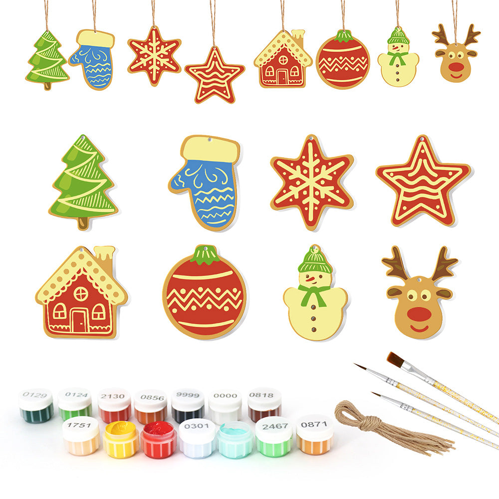 8 Piezas de Adornos Navideños Pintar por Números | Kit de Casa y Estrellas