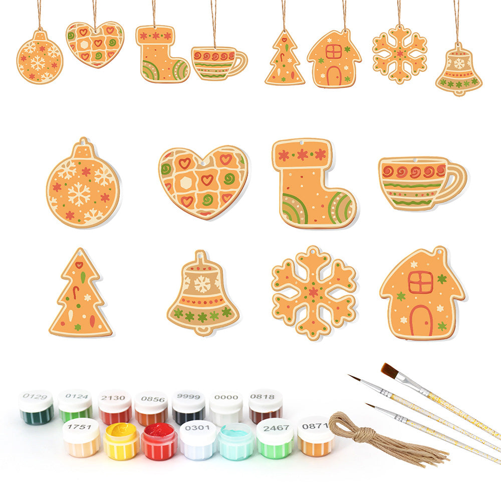 8 Piezas de Adornos Navideños Pintar por Números | Kit de Decoración Naranja