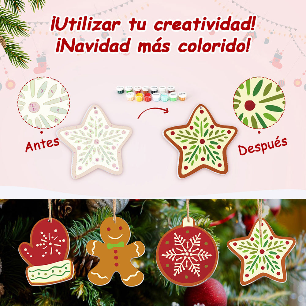 8 Piezas de Adornos Navideños Pintar por Números | Kit de Equipos de Invierno