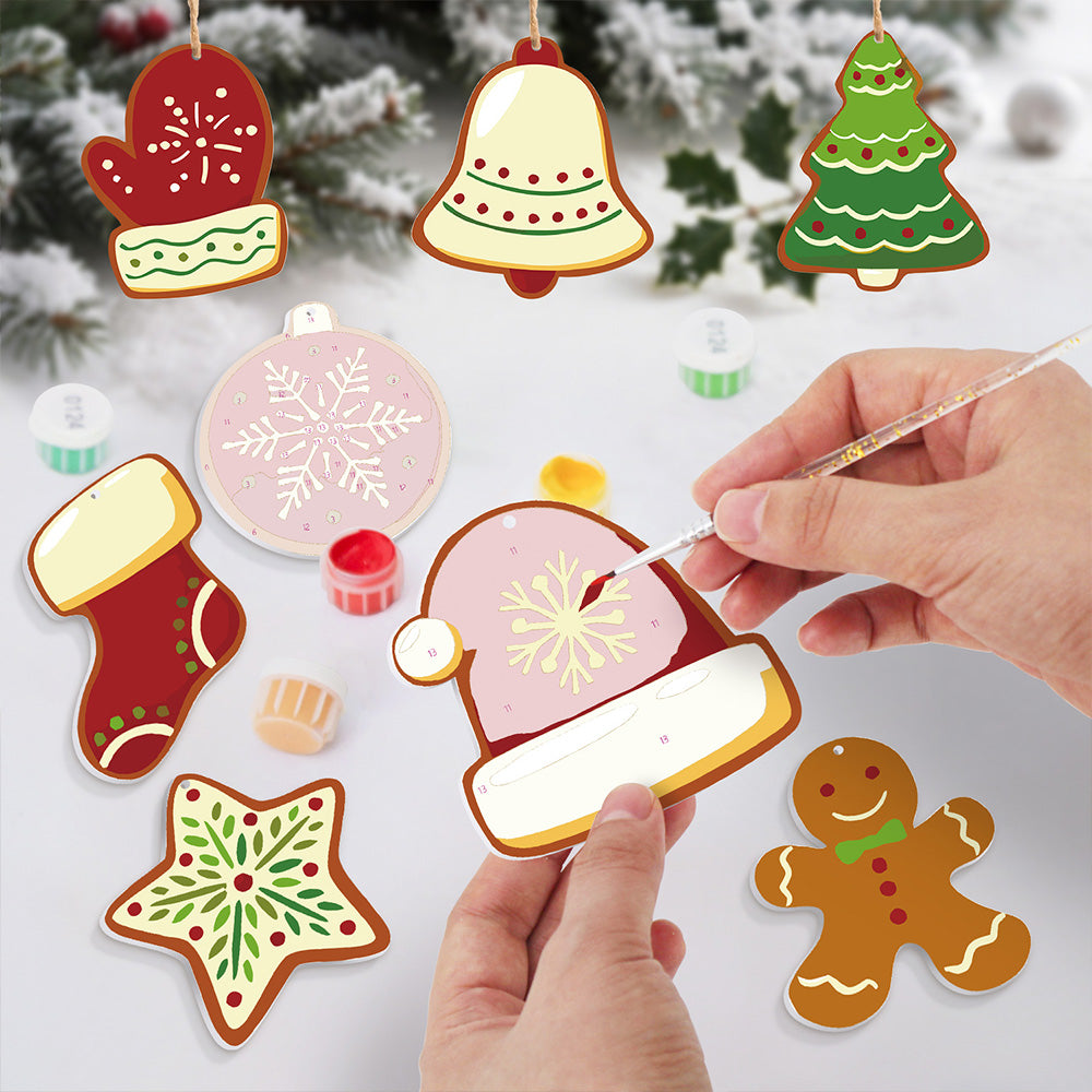 8 Piezas de Adornos Navideños Pintar por Números | Kit de Equipos de Invierno