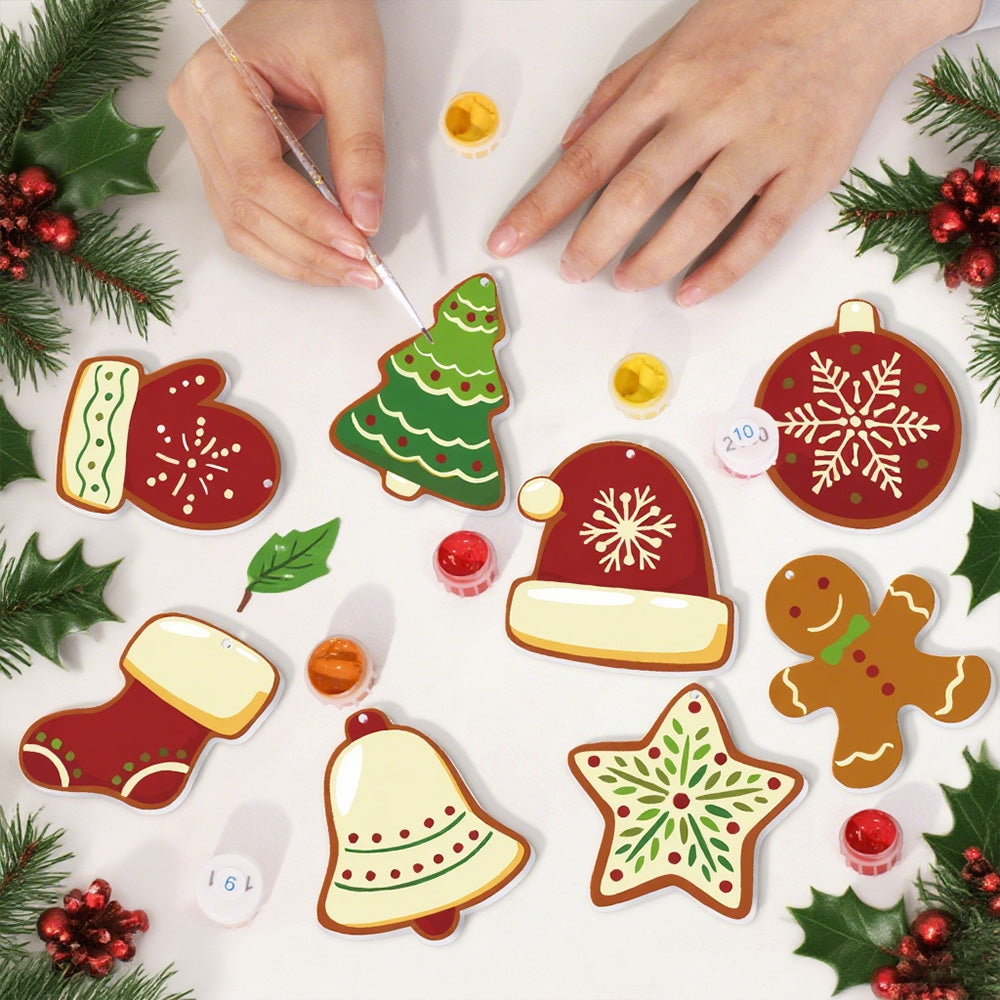 8 Piezas de Adornos Navideños Pintar por Números | Kit de Equipos de Invierno
