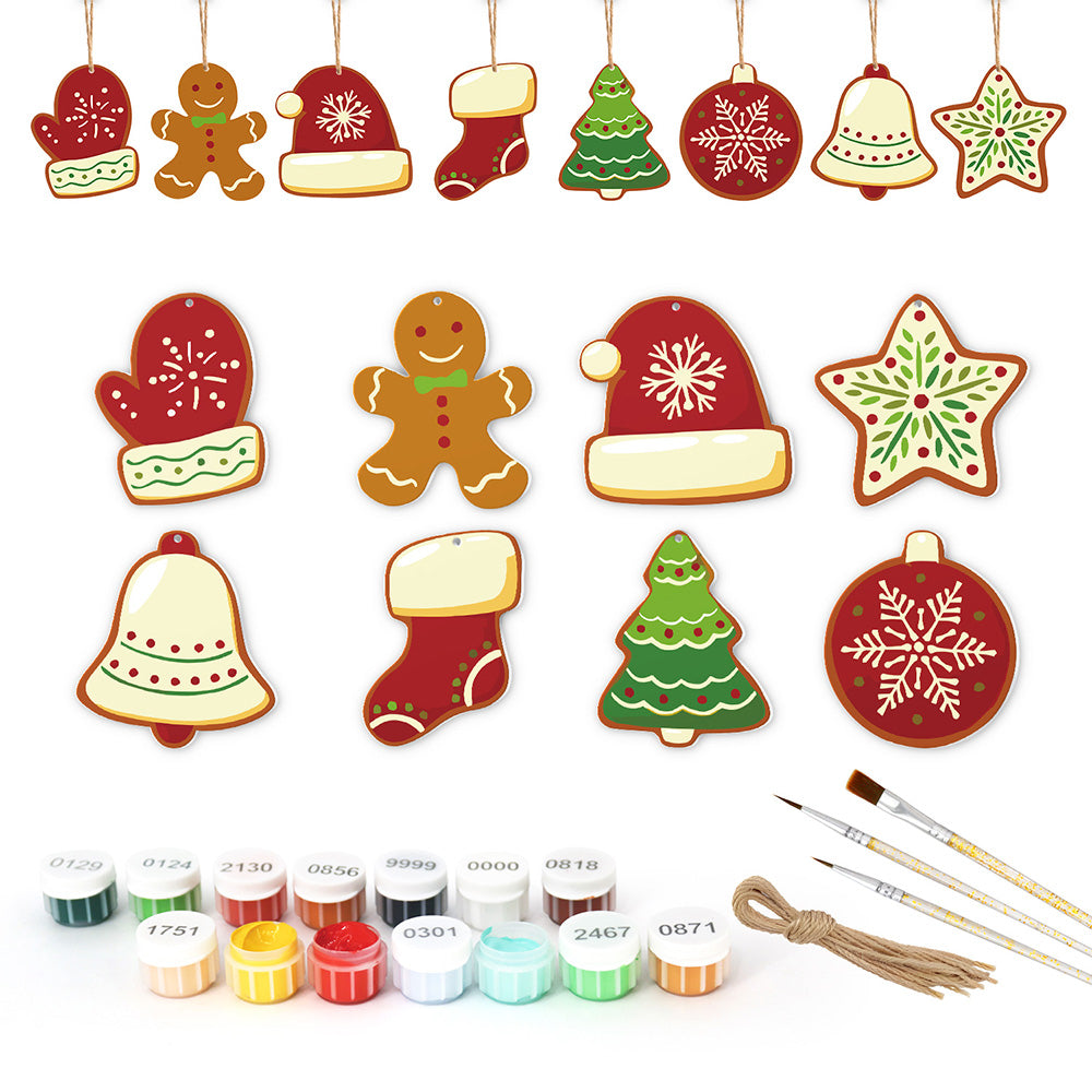 8 Piezas de Adornos Navideños Pintar por Números | Kit de Equipos de Invierno