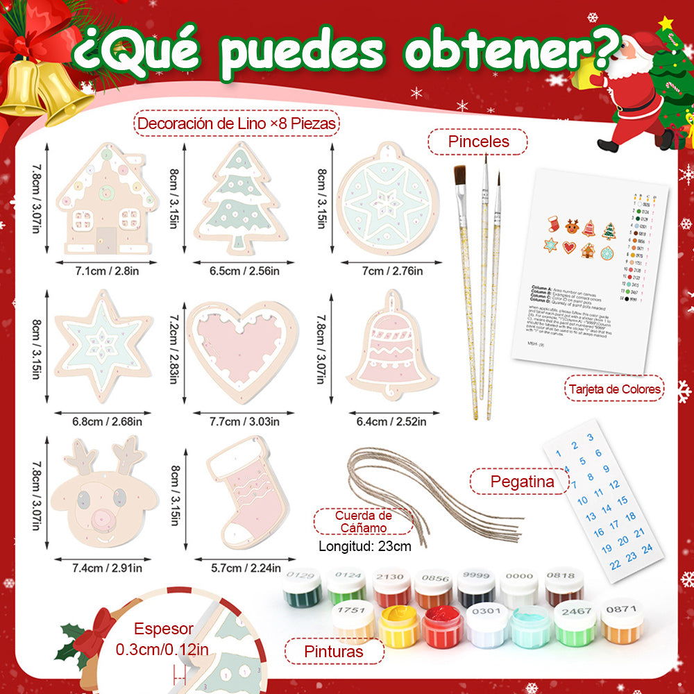8 Piezas de Adornos Navideños Pintar por Números | Kit de Estrellas Mágicas de Navidad
