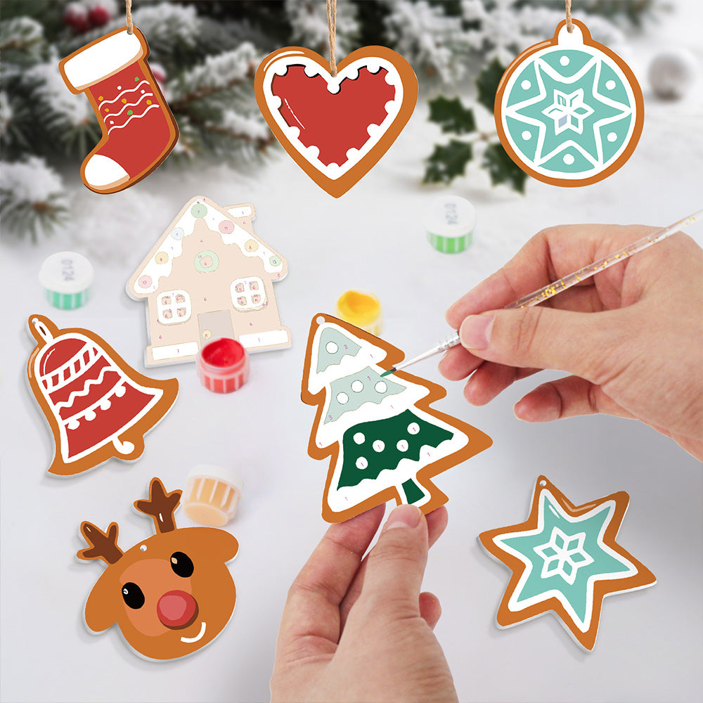8 Piezas de Adornos Navideños Pintar por Números | Kit de Estrellas Mágicas de Navidad