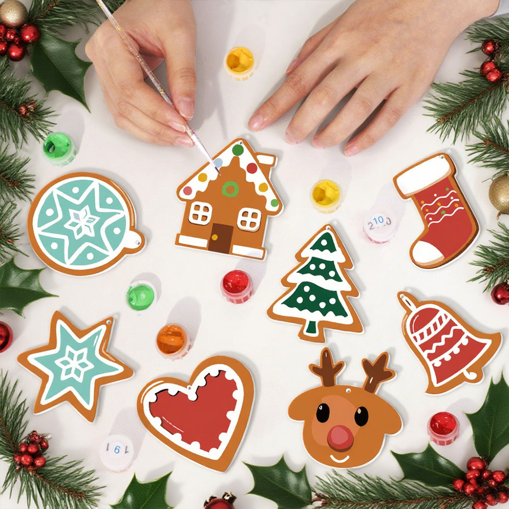 8 Piezas de Adornos Navideños Pintar por Números | Kit de Estrellas Mágicas de Navidad