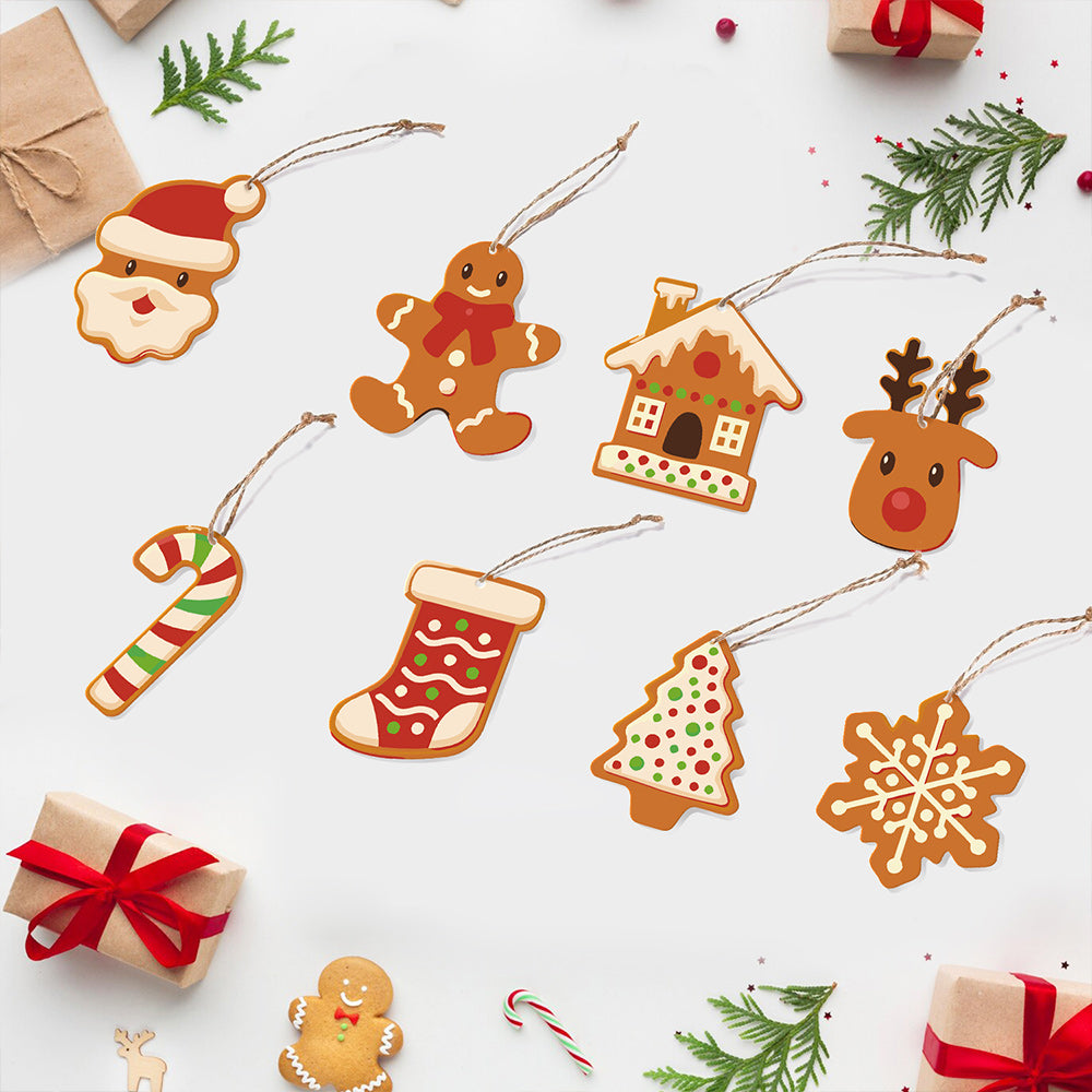 8 Piezas de Adornos Navideños Pintar por Números | Kit de Galletas Navideñas