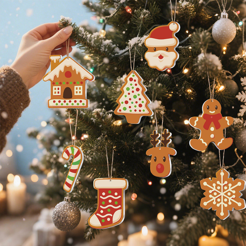 8 Piezas de Adornos Navideños Pintar por Números | Kit de Galletas Navideñas