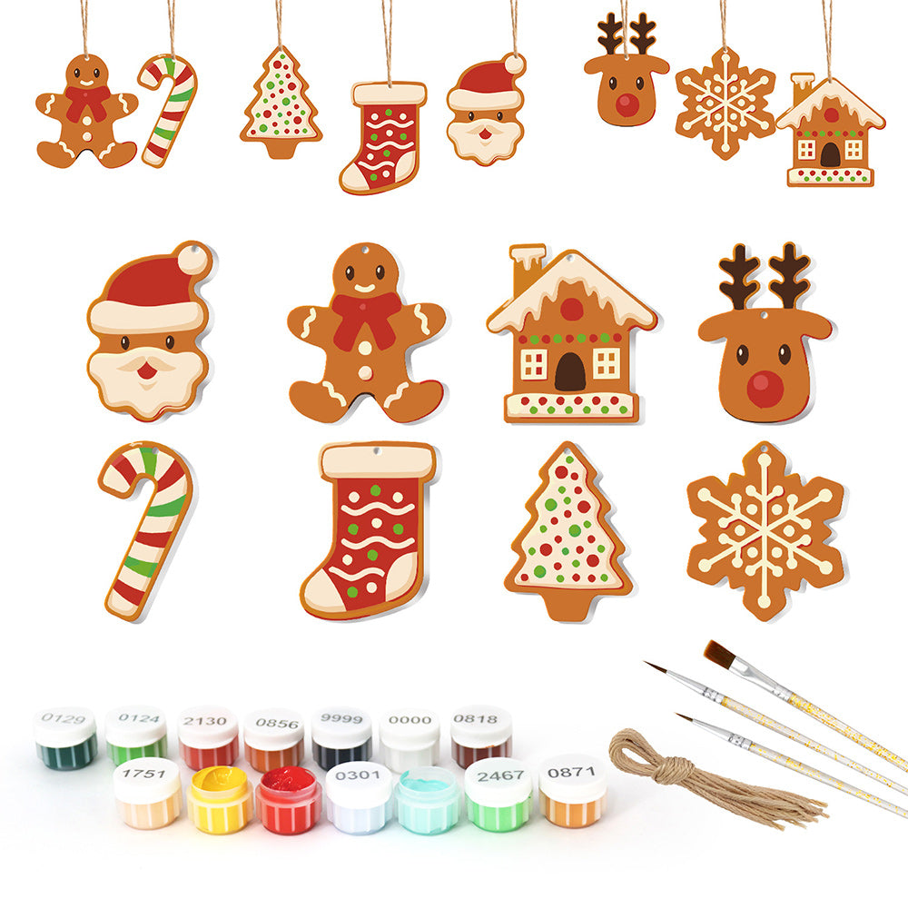 8 Piezas de Adornos Navideños Pintar por Números | Kit de Galletas Navideñas