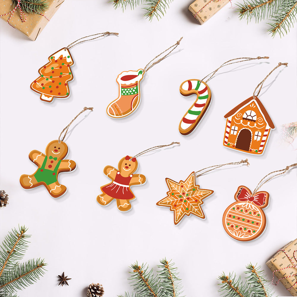 8 Piezas de Adornos Navideños Pintar por Números | Kit de Hombre de Jengibre