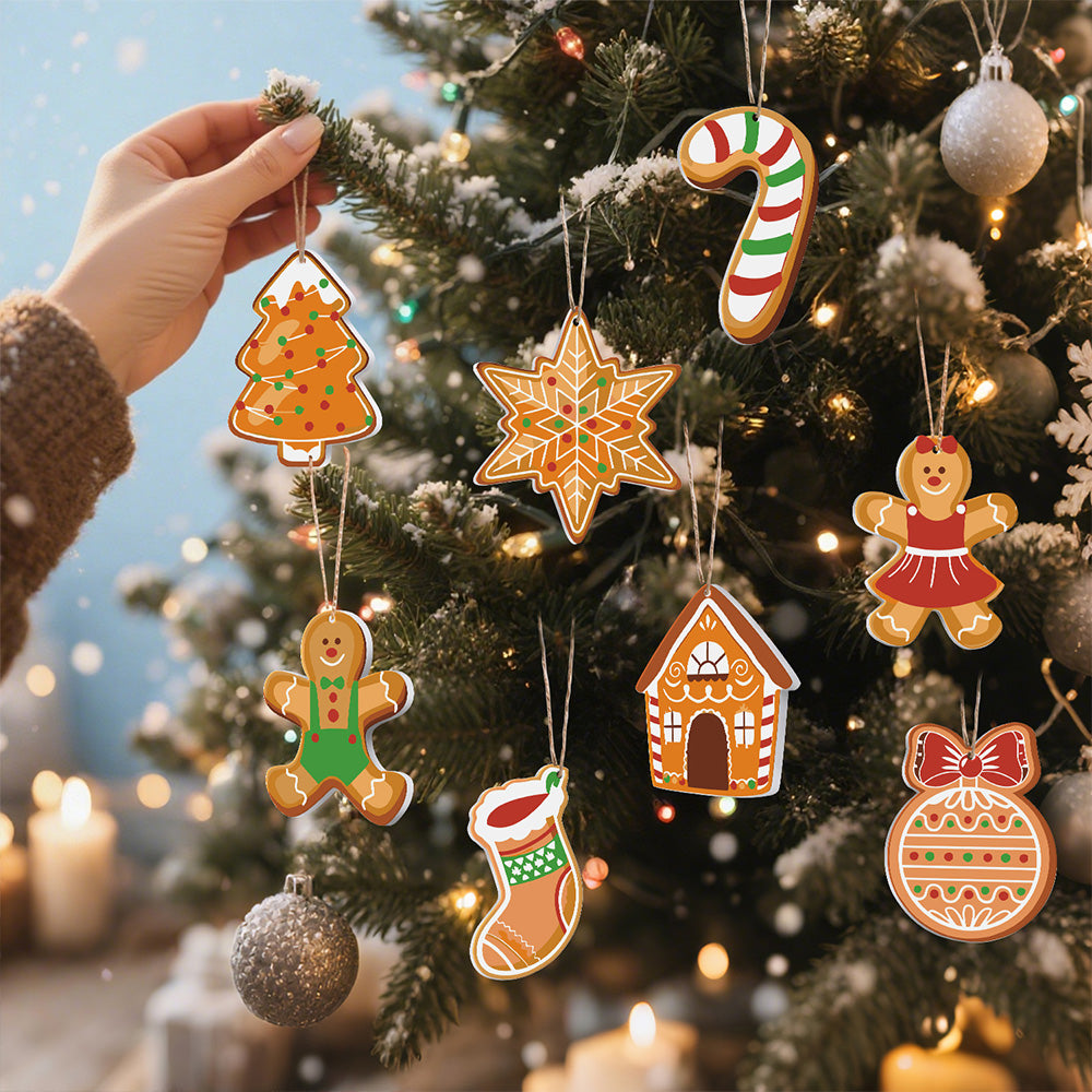 8 Piezas de Adornos Navideños Pintar por Números | Kit de Hombre de Jengibre