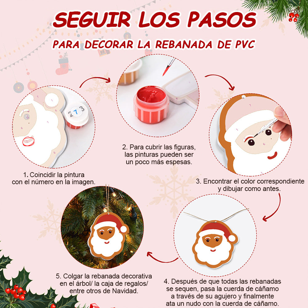 8 Piezas de Adornos Navideños Pintar por Números | Kit de Luna y Estrellas